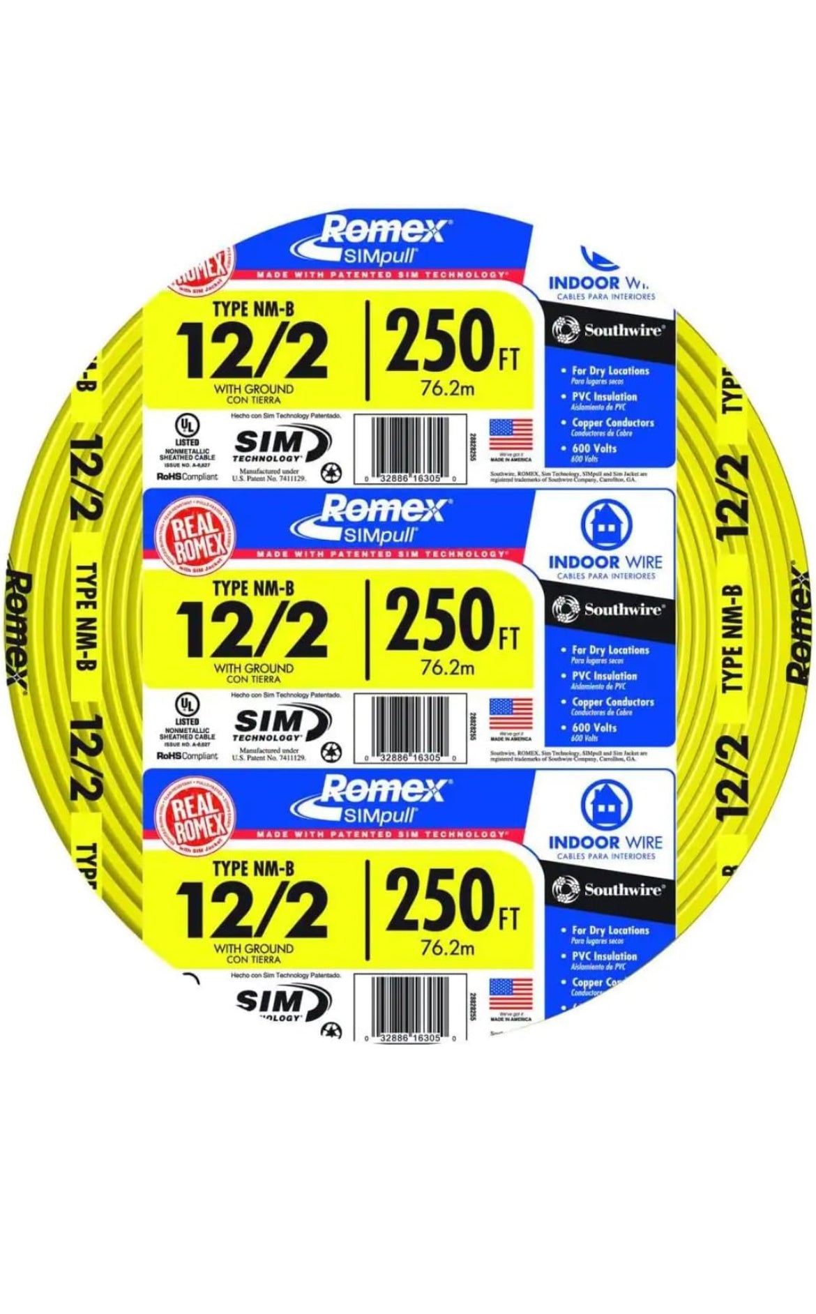 Cable, 12/2 Romex 250ft